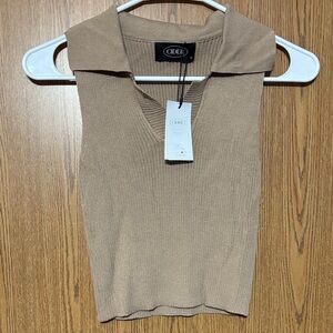 Cider Beige Ribbed V-Neck Tank Top